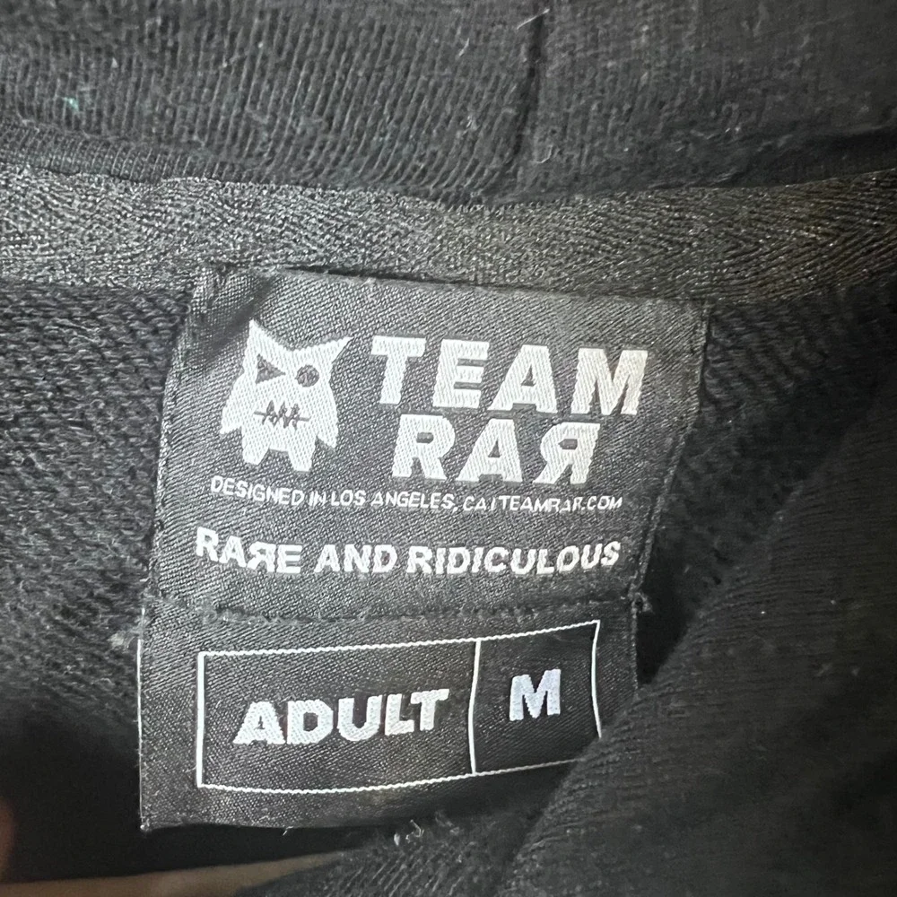 Team RAR Rare and Ridiculous Hoodie Black Neon Green Colorblock Mens Med Skater